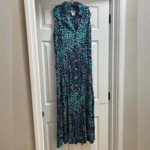 Maxi dress, size 12, turquoise/blue and black color